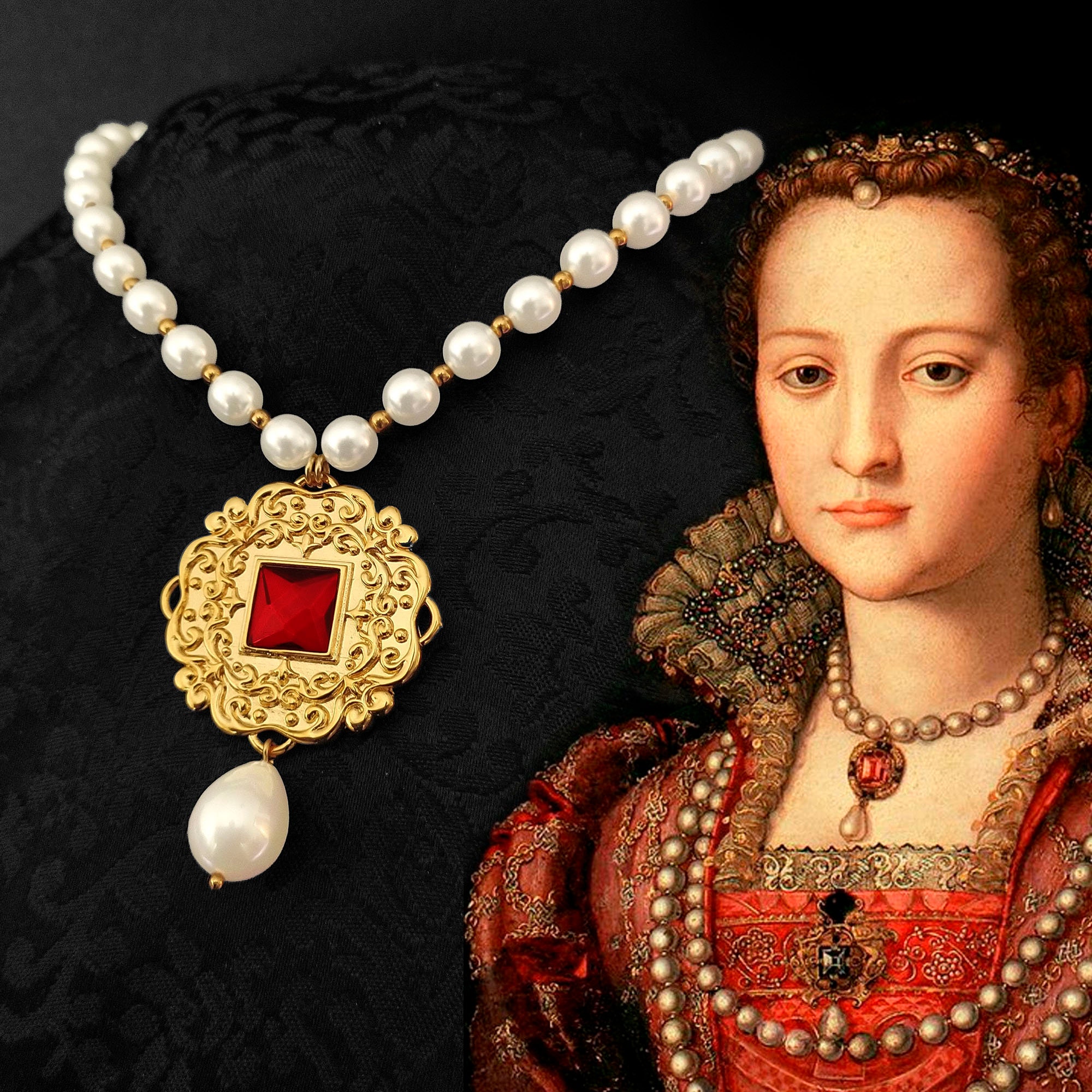 Eleanor of Toledo Replica Necklace Faux Pearl Necklace   Etsy Israel