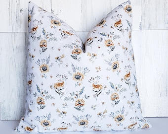 Wildflower Pillow Cover, 18x18 Neutral Throw