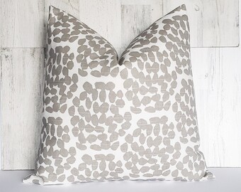 Grey and White Linen Pillow Cover, Modern Farmhouse Style