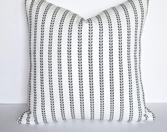 Woven Stripe Pillow Cover: Black & White Boho Farmhouse Style