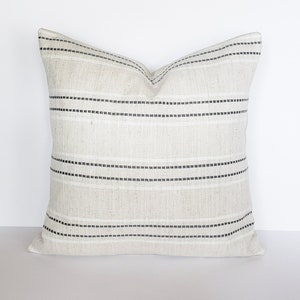 Beige and Gray Stripe Pillow Cover,  Modern Style, Neutral Farmhouse Pillow, Boho Accent Throw