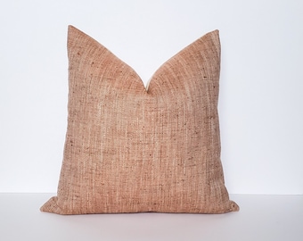 Rust woven herringbone print, textured designer throw pillow cover