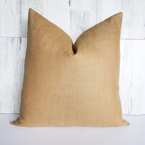 Golden Mustard Yellow Linen Cover, Modern Farmhouse, Neutral Throw Pillow