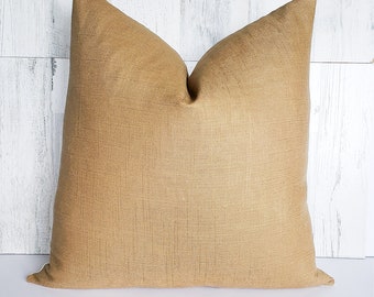 Golden Mustard Yellow Linen Cover, Modern Farmhouse, Neutral Throw Pillow
