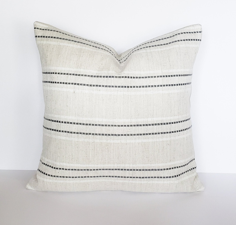 Beige and Gray Stripe Pillow Cover Modern Style Neutral Etsy