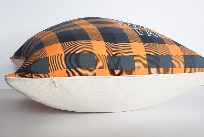 Orange and Black Buffalo Check Pillow Cover / Fall Plaid Decor Etsy