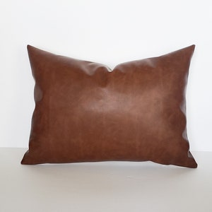 Faux Leather Lumbar Pillow Cover / Farmhouse Boho Style / Accent Pillow 12x20