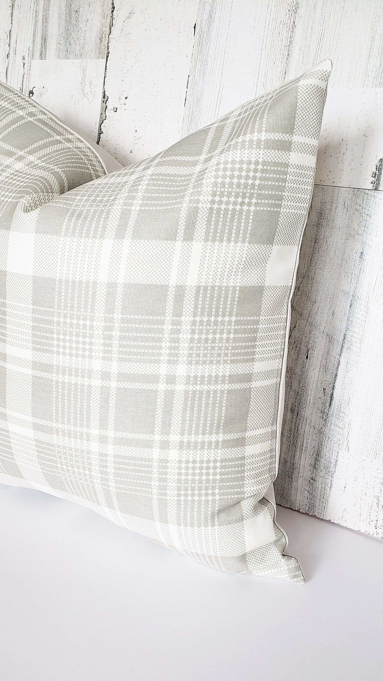Grey Plaid Throw Pillow Cream Stripes Gray Modern Style Etsy