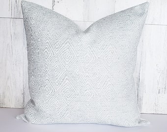 Light Blue Diamond Pillow Cover, Modern Farmhouse Throw, 18x18