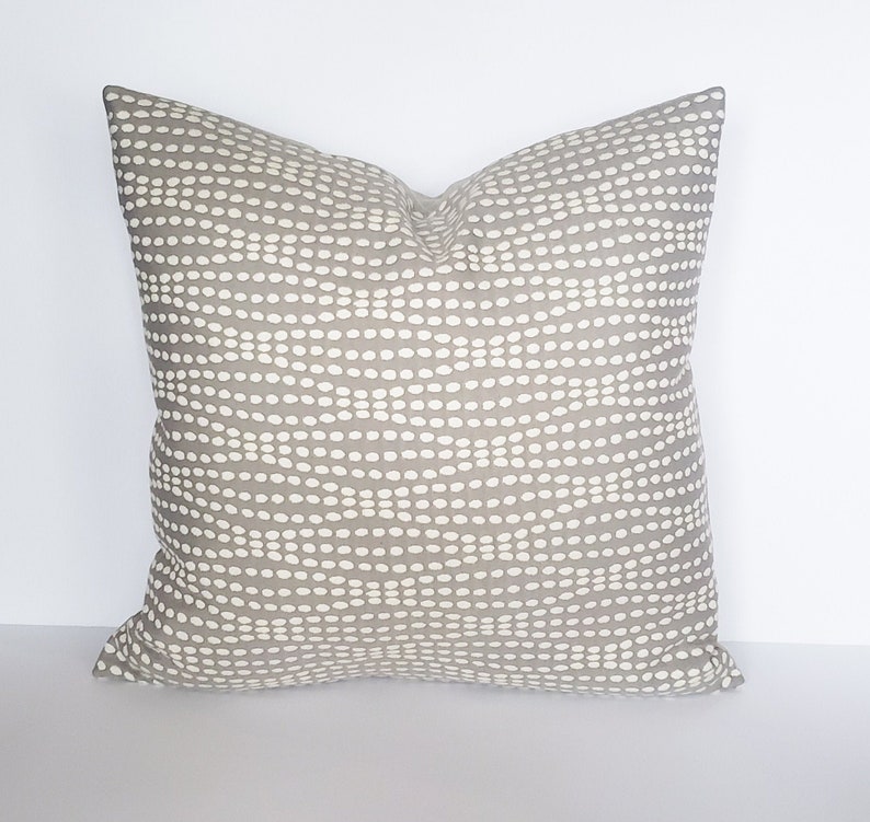 Grey Stripe Throw Pillow Cream Dots Gray Modern Style 16x16 Etsy