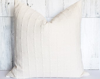 Cream Stripe Pillow Cover, Designer Pillow, Textured Throw, Modern farmhouse style, Neutral Boho Design