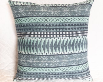 Turquoise Southwest Pillow Cover / Aqua tribal print