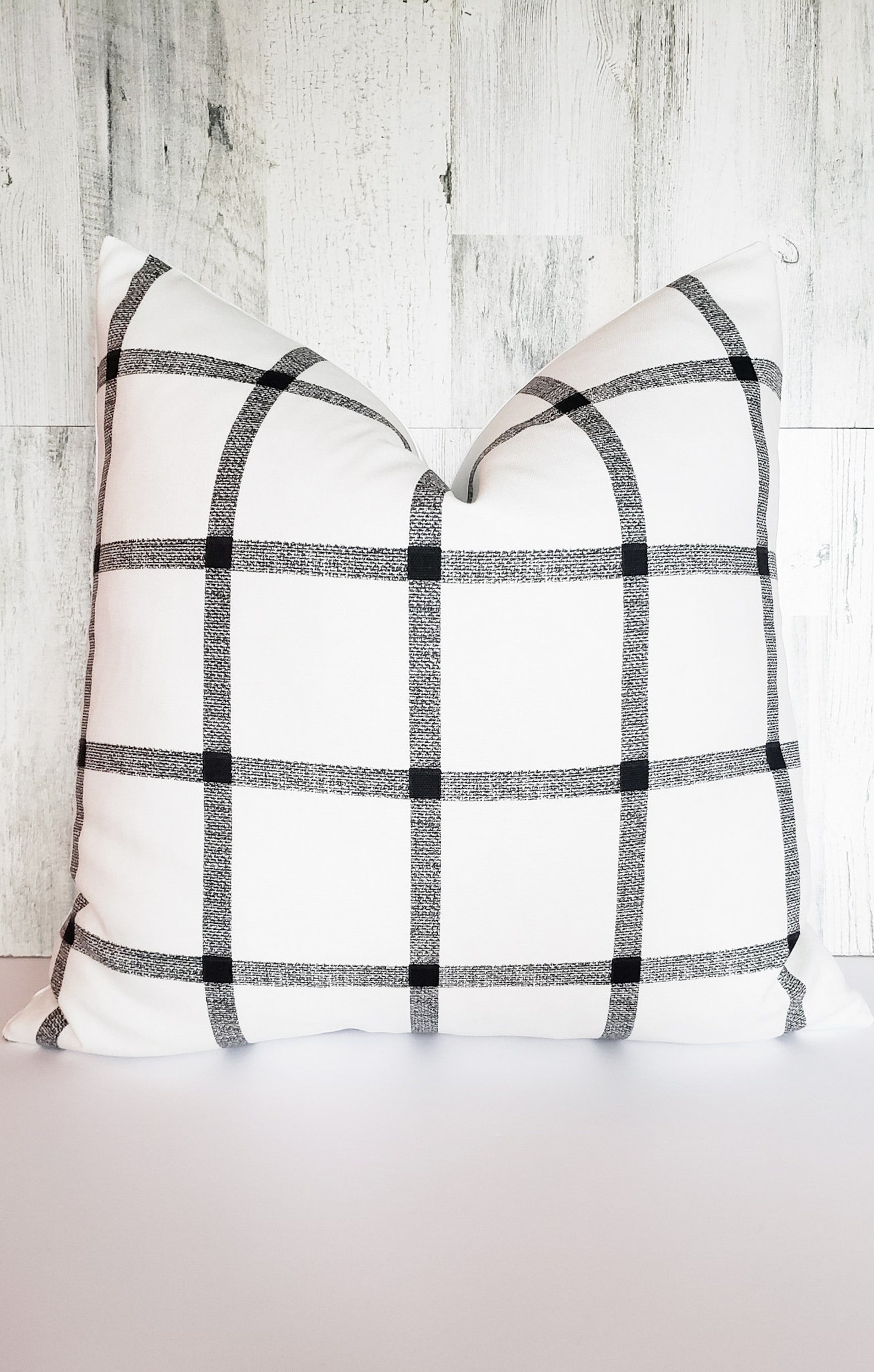 Black and White Plaid / Boho Style / Neutral Farmhouse Pillow Etsy