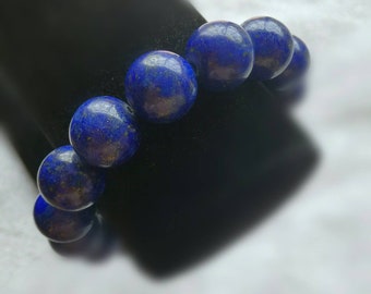 Natural Lapis Lazuli with Dzi Gemstone Round Beaded Bracelet Vintage