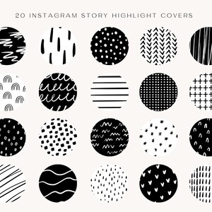 20 Instagram Highlight Cover Icons | Instagram Stories | Instagram Highlight | Black & White Cover| Story Highlight Covers | Highlight Icons