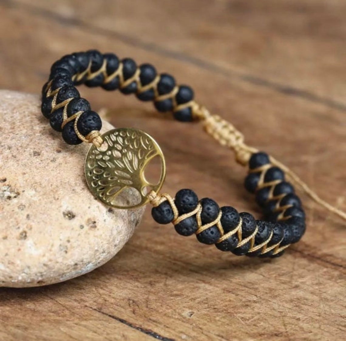 Anti Anxiety Depression Men's Bracelet Black Lava Stone Etsy