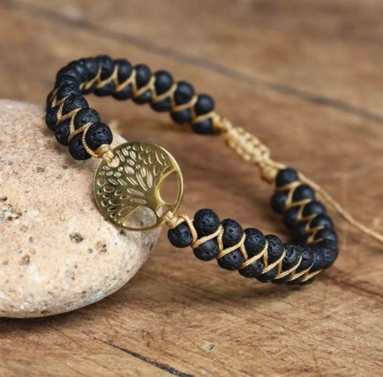 Anti Anxiety Depression Men's Bracelet Black Lava Stone Etsy