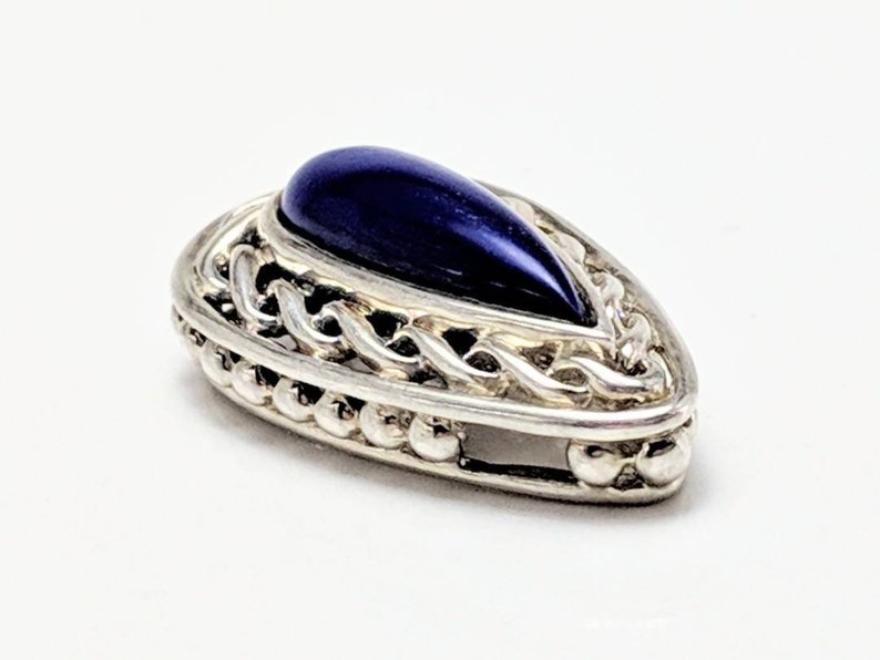 Vintage Blue Sterling Silver Pendant Thailand 925