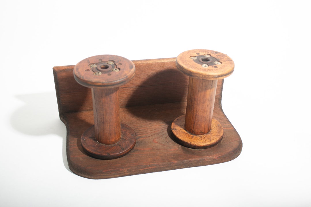 Wooden Display Shelf With Antique Bobbin Hooks Etsy