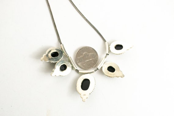 Vintage Sterling Silver and Onyx Necklace - image 4