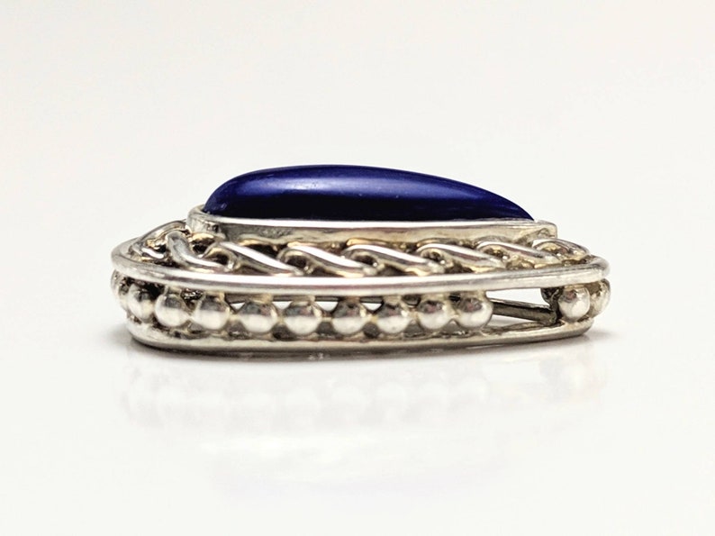 Vintage Blue Sterling Silver Pendant Thailand 925