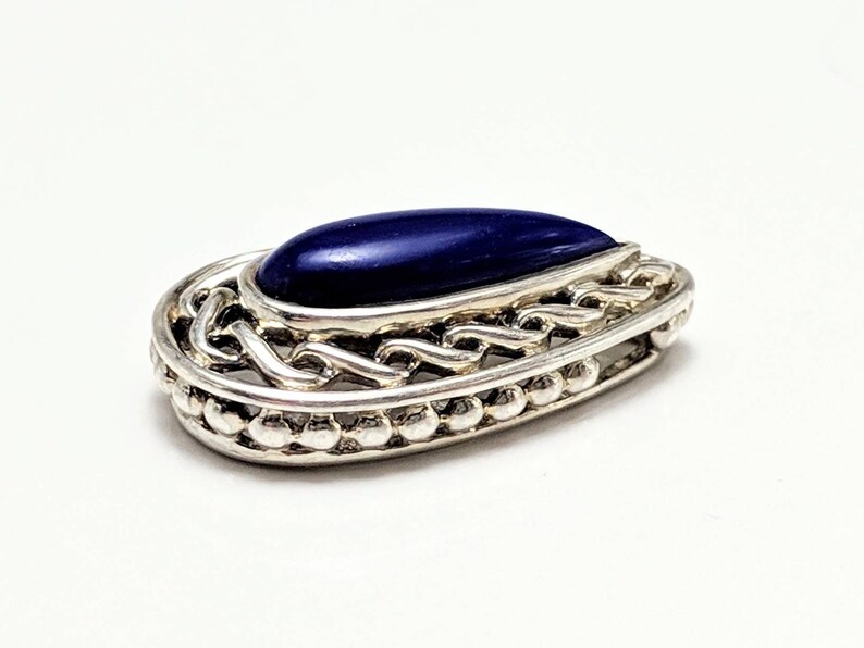 Vintage Blue Sterling Silver Pendant Thailand 925