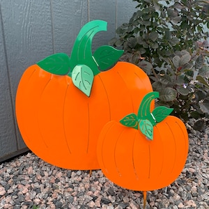 Large and Small Metal Pumpkin Set, Pumpkin Decoration, Outdoor Fall Decor, Outdoor Fall Pumpkin