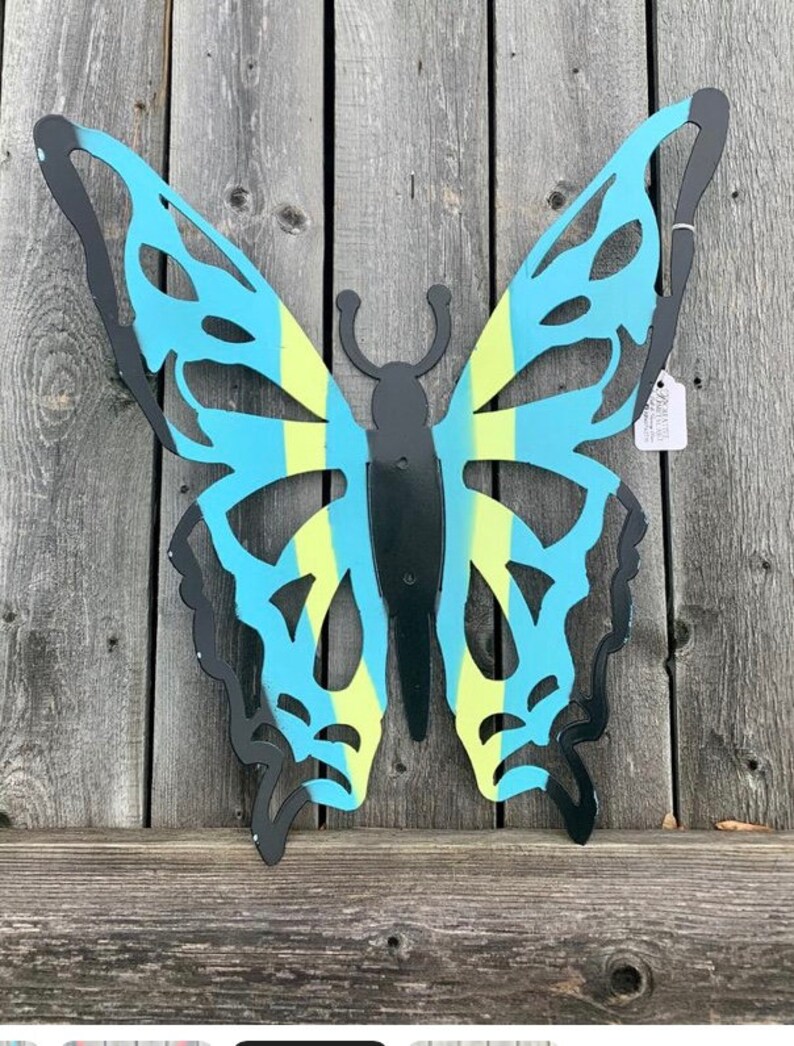 3 Metal Hanging Butterflies Etsy