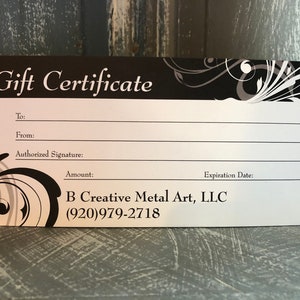 50.00 B Creative Metal Art Gift Certificate