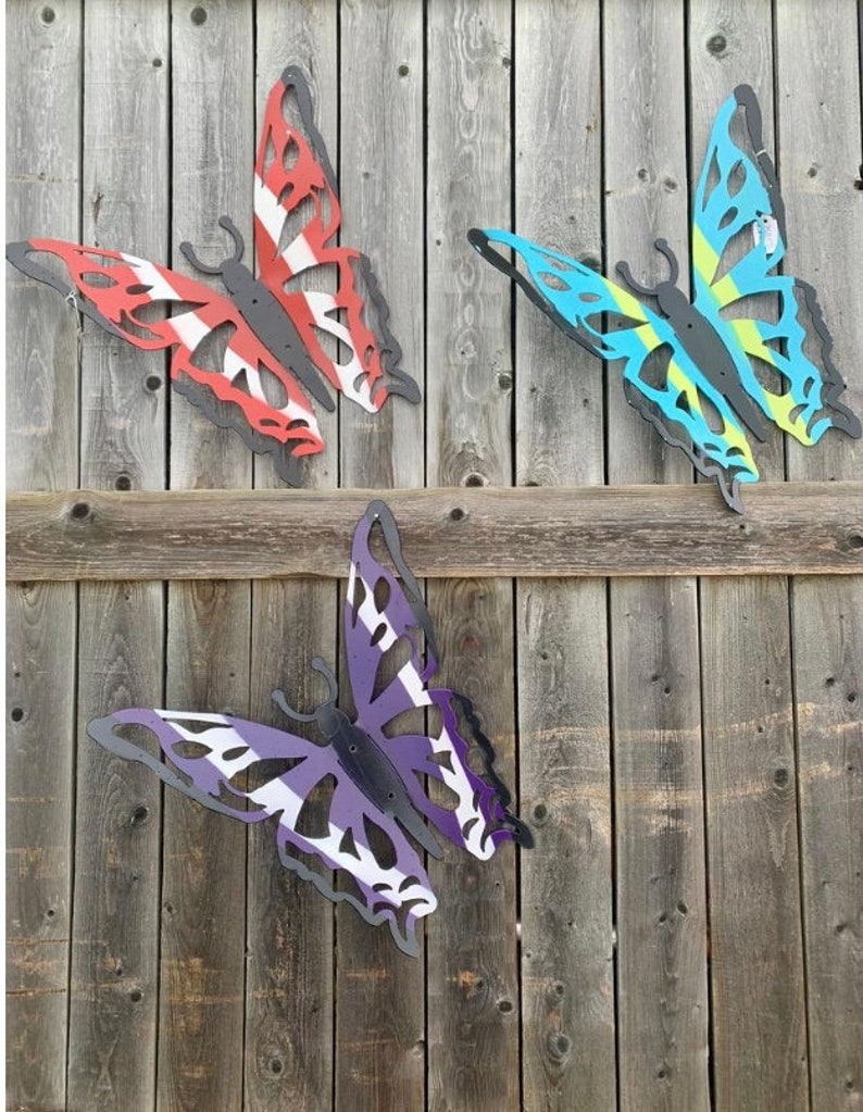 3 Metal Hanging Butterflies Etsy