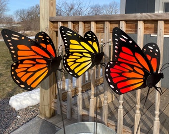 Metal Butterfly Yard Stake/ Metal Butterfly Garden Decoration/ Metal Yard Art/ Garden Stake