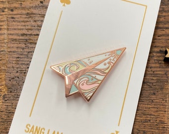 Paper Plane Rose Gold Pin 1.25"