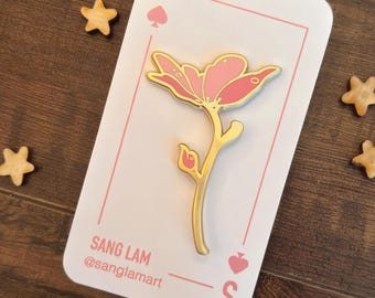 Pinke Blume Emaille Pin