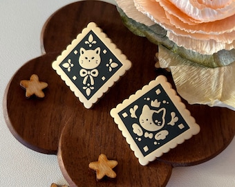 Carimbos Gato Pins de esmalte Ouro fosco