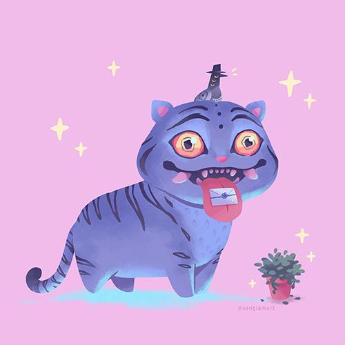 K-POPデーモンハンターのダーピータイガーの虹色箔プリント - Etsy 日本