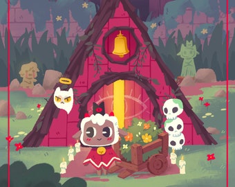Cult of the Lamb Art Print with Red Foil