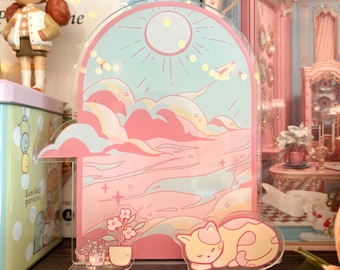 Painel de acrílico - Avião de papel no céu (janela de vidro)