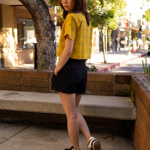 Yellow Mustard Button Up Crop Top image 5