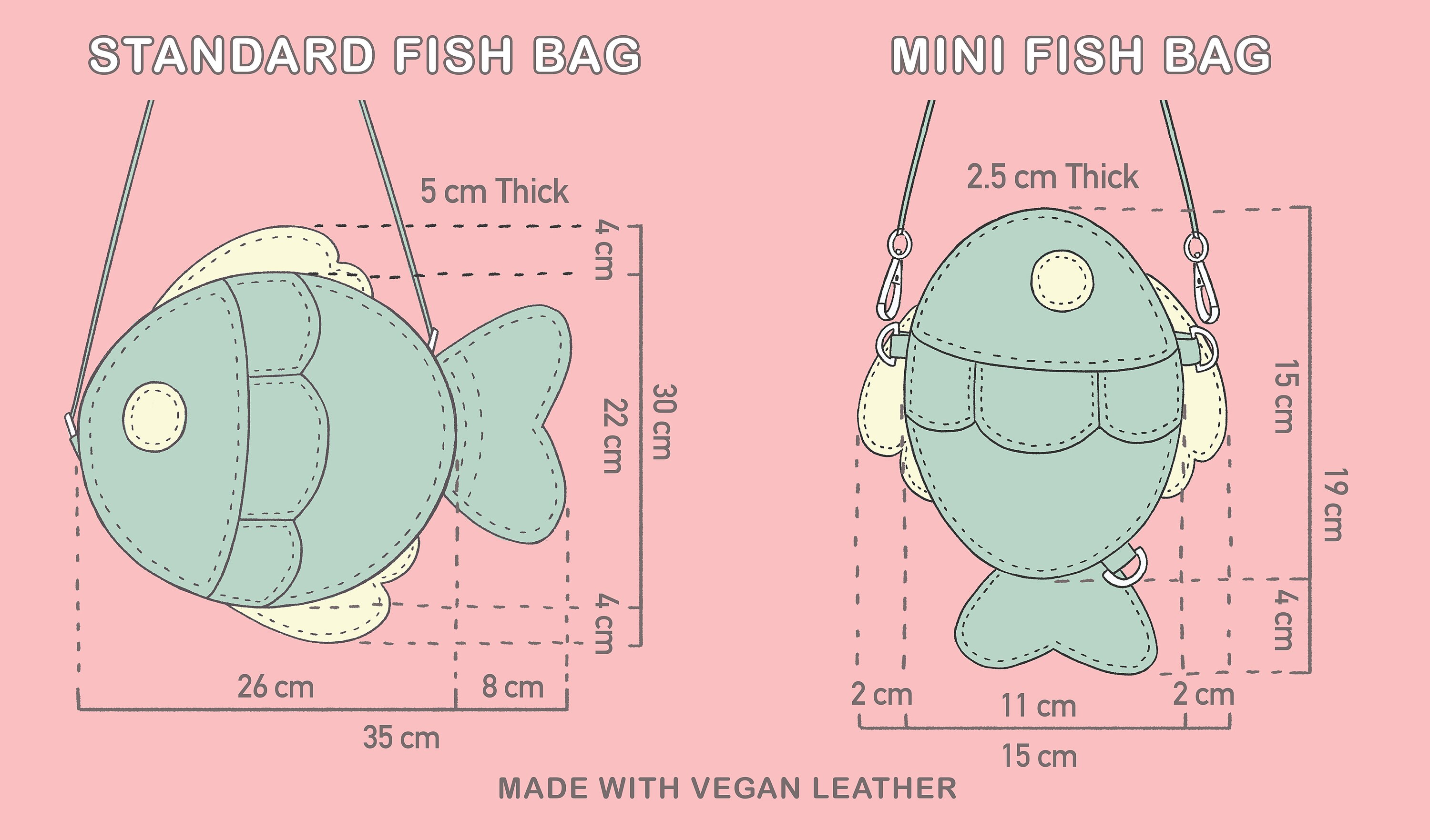 パステルフィッシュバッグとミニフィッシュバッグ
