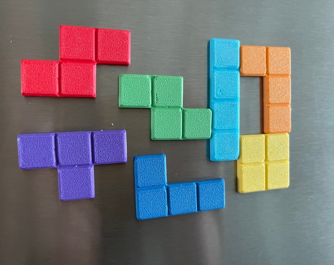 Tetris-Style Refrigerator Magnets – Set of 7 Colorful Game Pieces