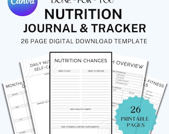 Más de 25 plantillas de folletos de nutrición para salud y fitness, plantilla imprimible, plantilla de nutrición, recursos de entrenamiento, seguimiento de nutrición