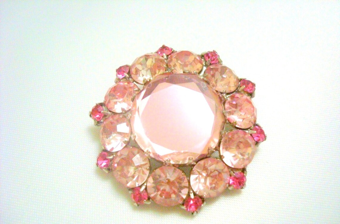 Vintage Pink Rhinestone Brooch Vintage Brooch Pink Etsy