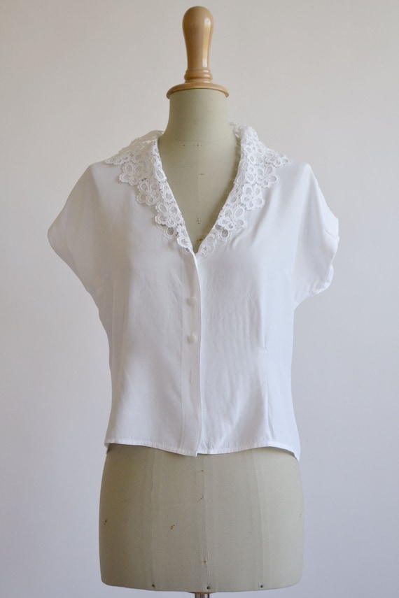 1950s white viscose blouse