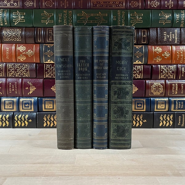 Four Classic Novels by Harriet Beecher Stowe, Washington Irving, Oscar Wilde and Herman Melville, Early Art Type Editions by Books, Inc