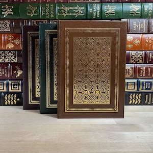 3 Book Lot of Collector&#39;s Editions of Three Classics by Sir Arthur Conan Doyle, Genuine Leather Bindings, 22 kt Gold Accents, Easton Press