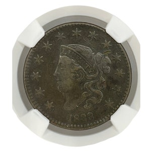 1851 Braided Hair Half Cent. C-1, the only known dies. Rarity-1. EF-40 BN  (NGC).