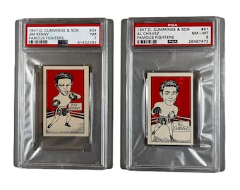 Vintage PSA Graded Boxing Card Lot, Famous Fighters, 1947 D. Cummings & Sons