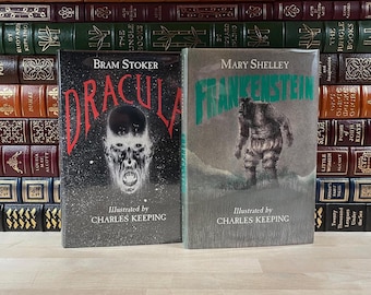 Drácula y Frankenstein de Bram Stoker y Mary Shelley: ediciones antiguas con ilustraciones de Charles Keeping