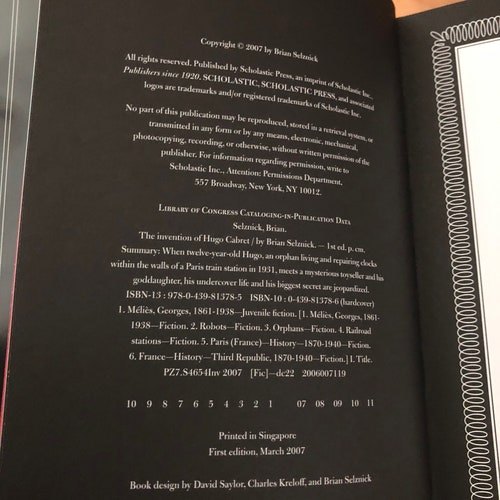 SIGNED: The Invention of Hugo Cabret by BRIAN shops SELZNICK - First Edition and Printing