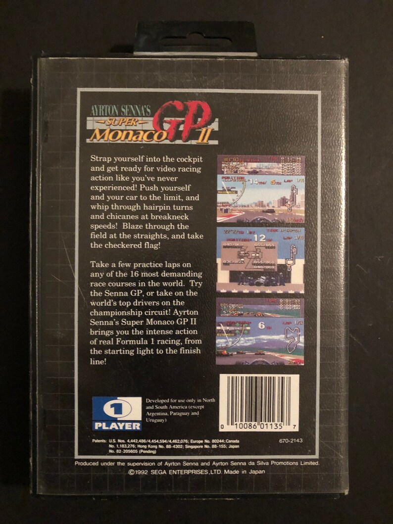 Vintage Fun in Great Working Condition! Super Monaco GP 2 with Ayrton Senna\u2019s for the Sega Genesis